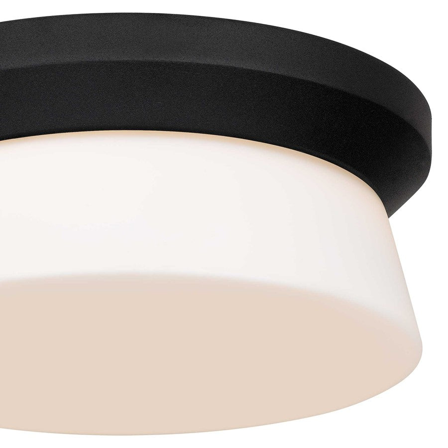 Alteck Skirt 11" LED Outdoor Flush, Black/Etched, Sand Black