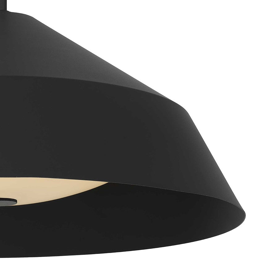 Alteck Nin 22" Outdoor Pend, Black/Etched White, Sand Black