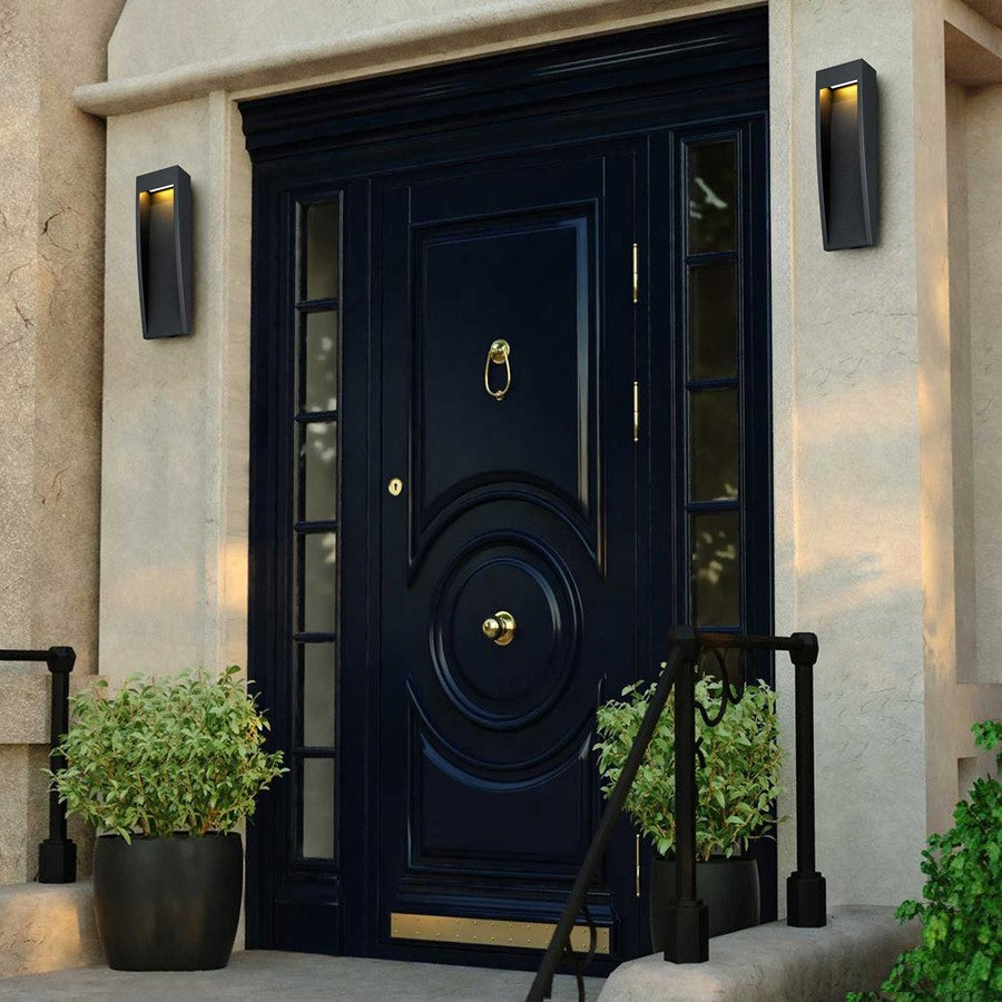 Alteck Taper 16" LED Outdoor Sconce, Black/Sand, Sand Black