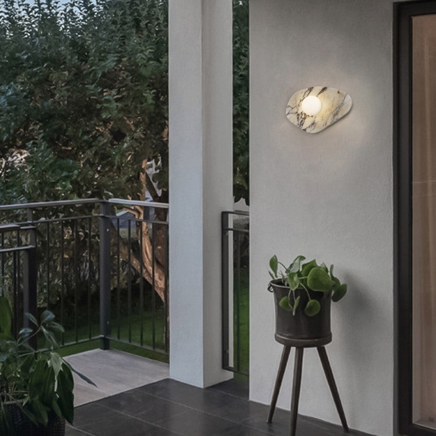 Alteck Tenere 12" LED Outdoor Wall Sconce, Sand Black/White