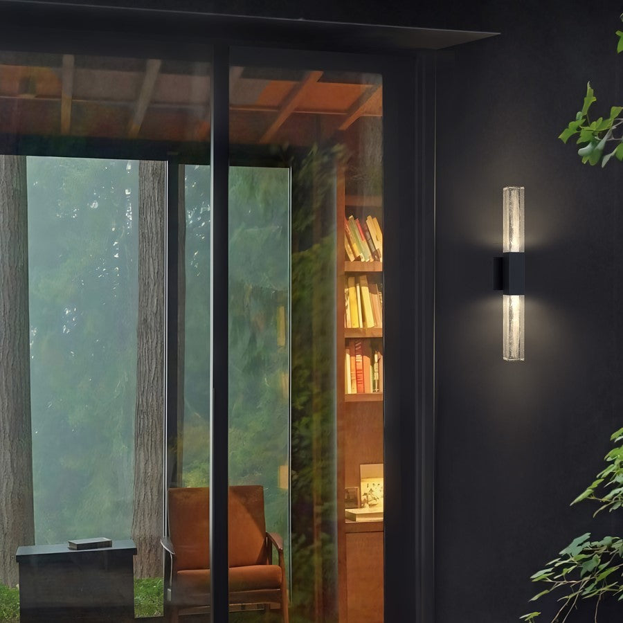 Alteck Folio 22" LED Outdoor Sconce, Black/Clear, Sand Black
