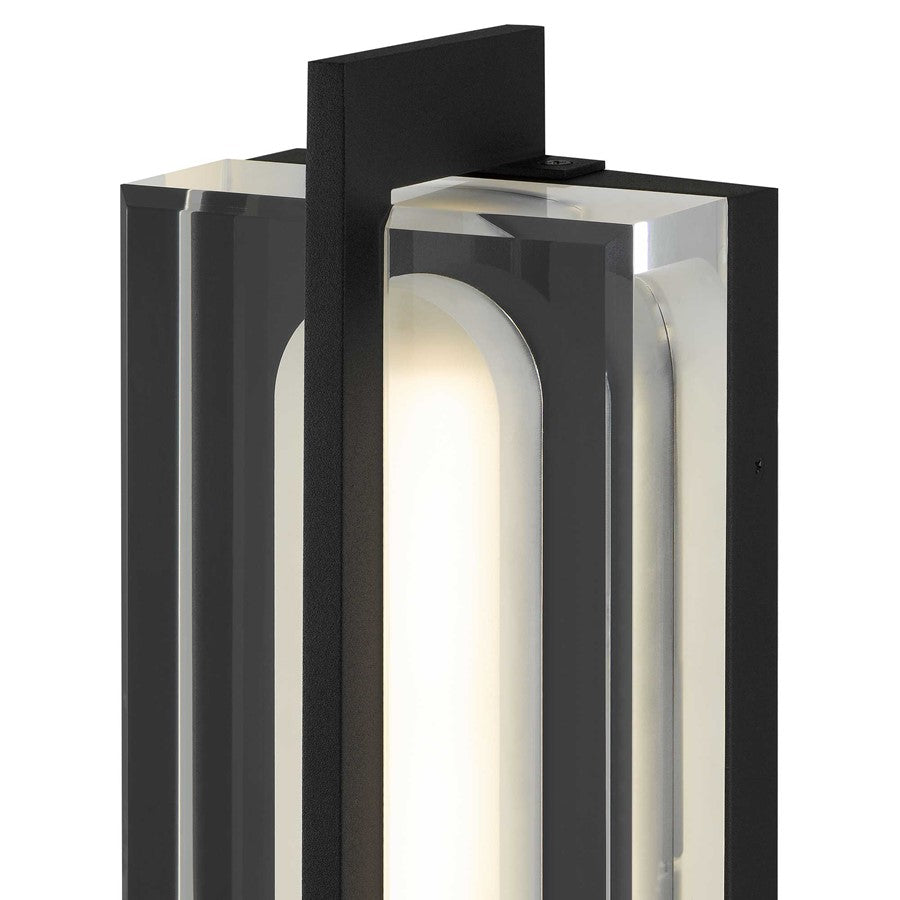Alteck Avani 14.5" LED Outdoor Sconce, Black/Clear, Black