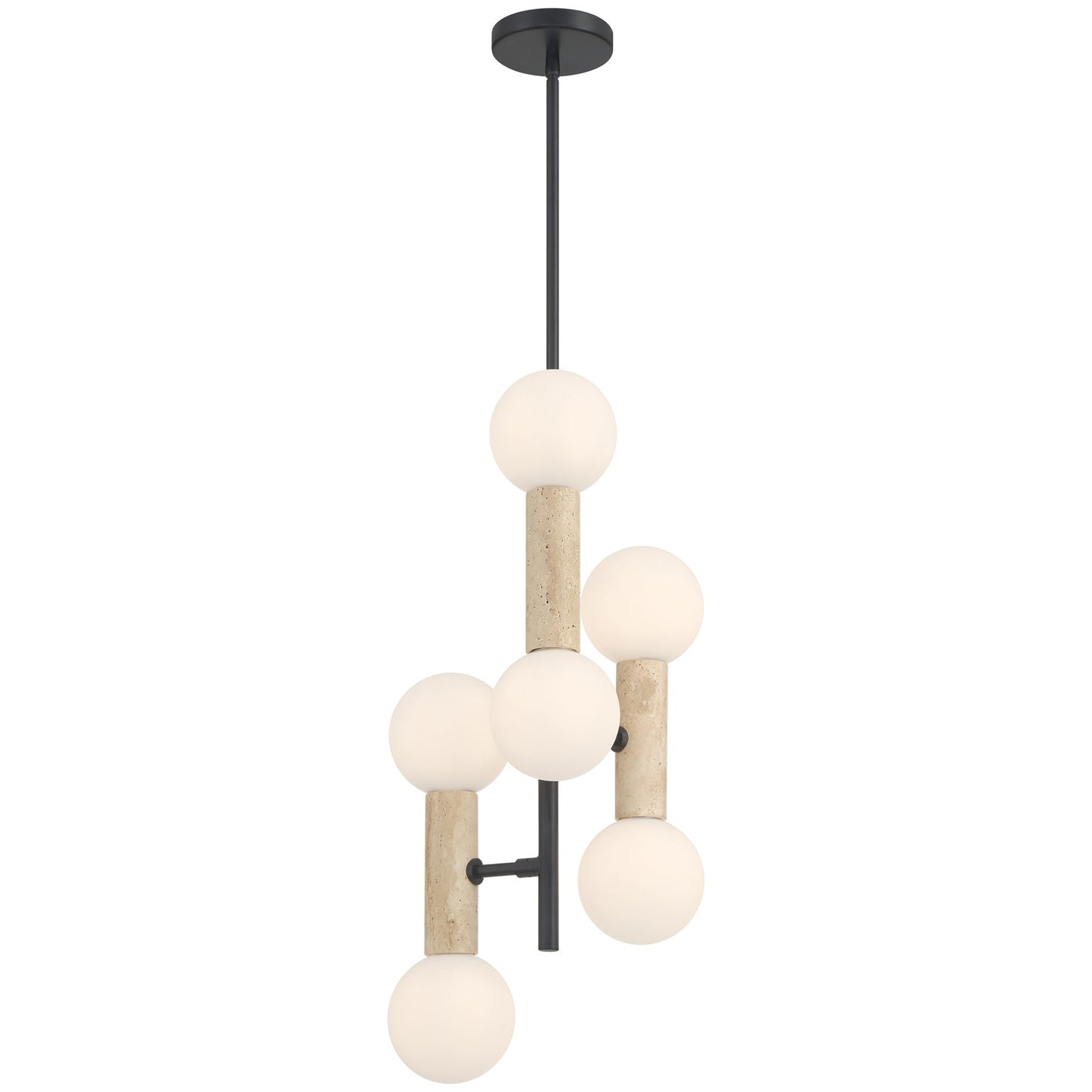 Access Lighting Stone 6 Light Pendant, Travertine/Opal