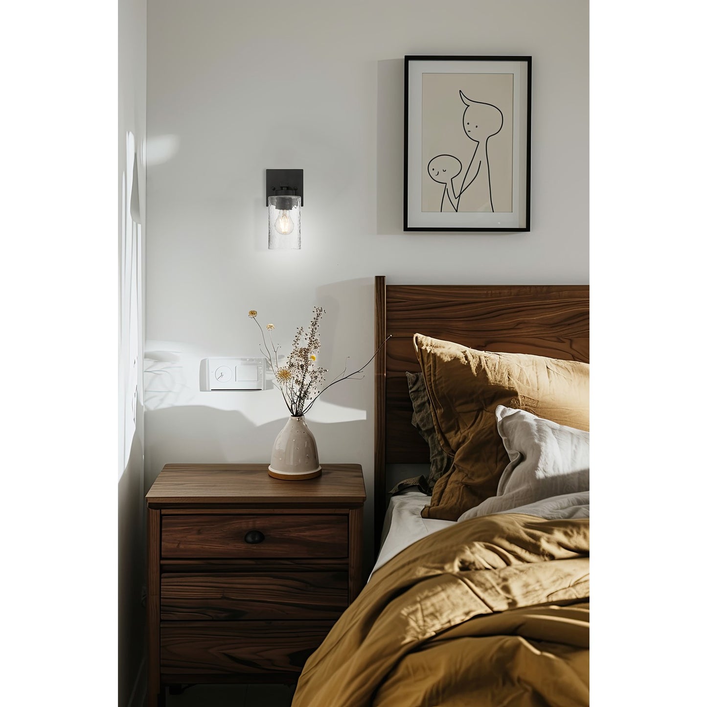 Access Lighting Ellie 1 Light Wall Sconce, Matte Black/Clear
