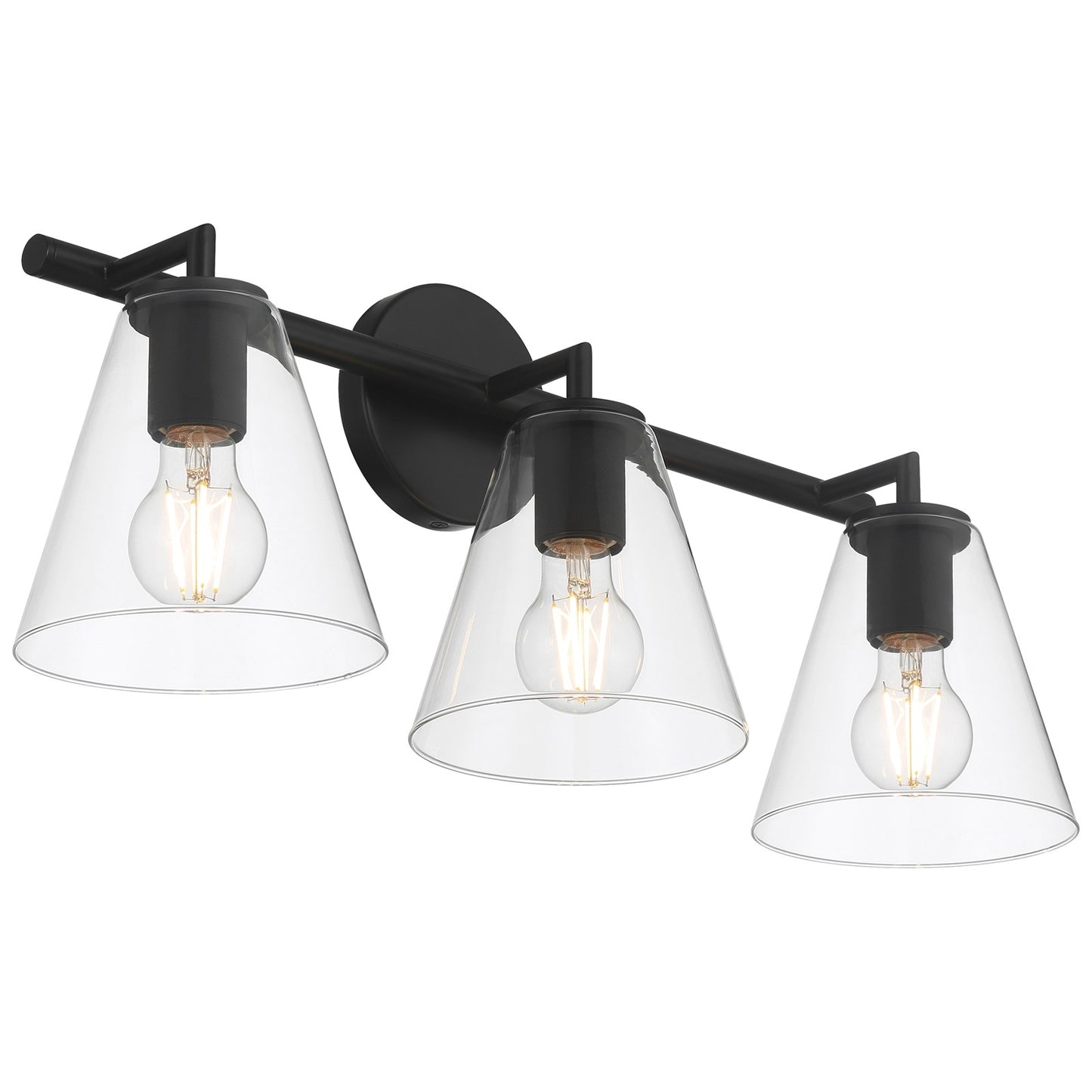Access Lighting Katie 3 Light Vanity, Matte Black/Clear
