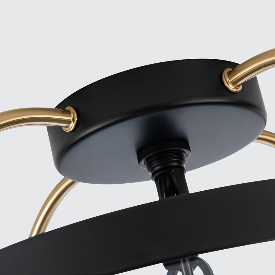 Artcraft Bonita 4 Light Flush Mount, Black/Brushed Brass