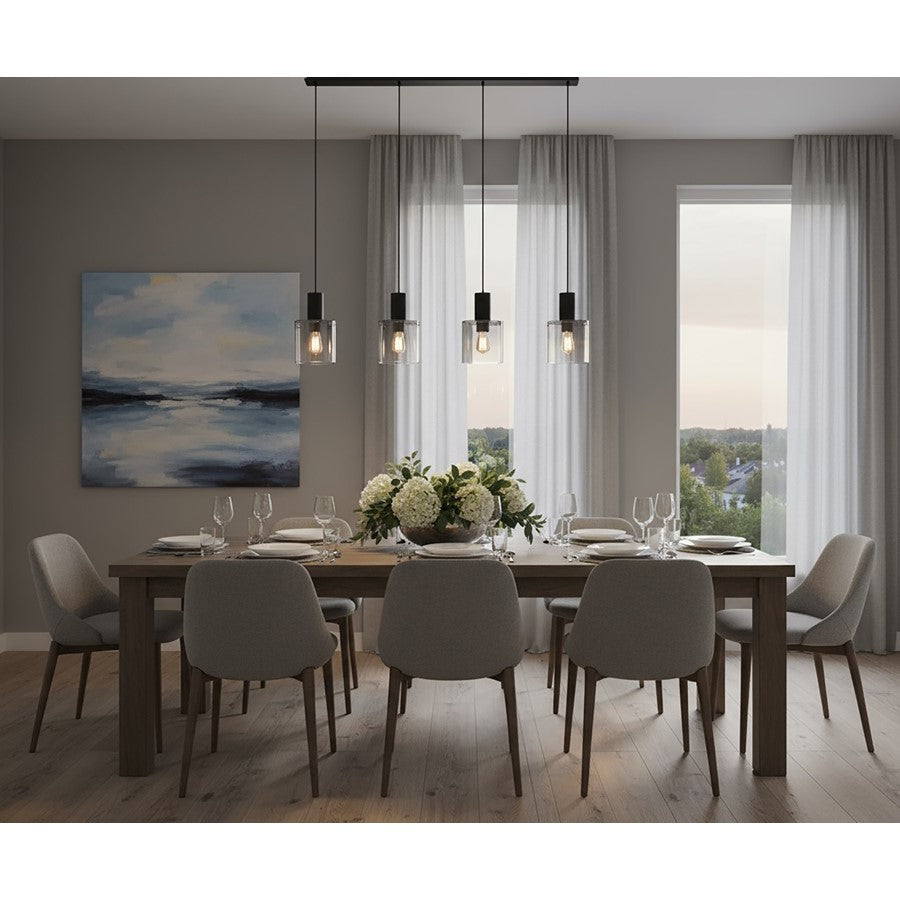Artcraft Henley 4 Light Island Light, Satin Black/Smoke Glass