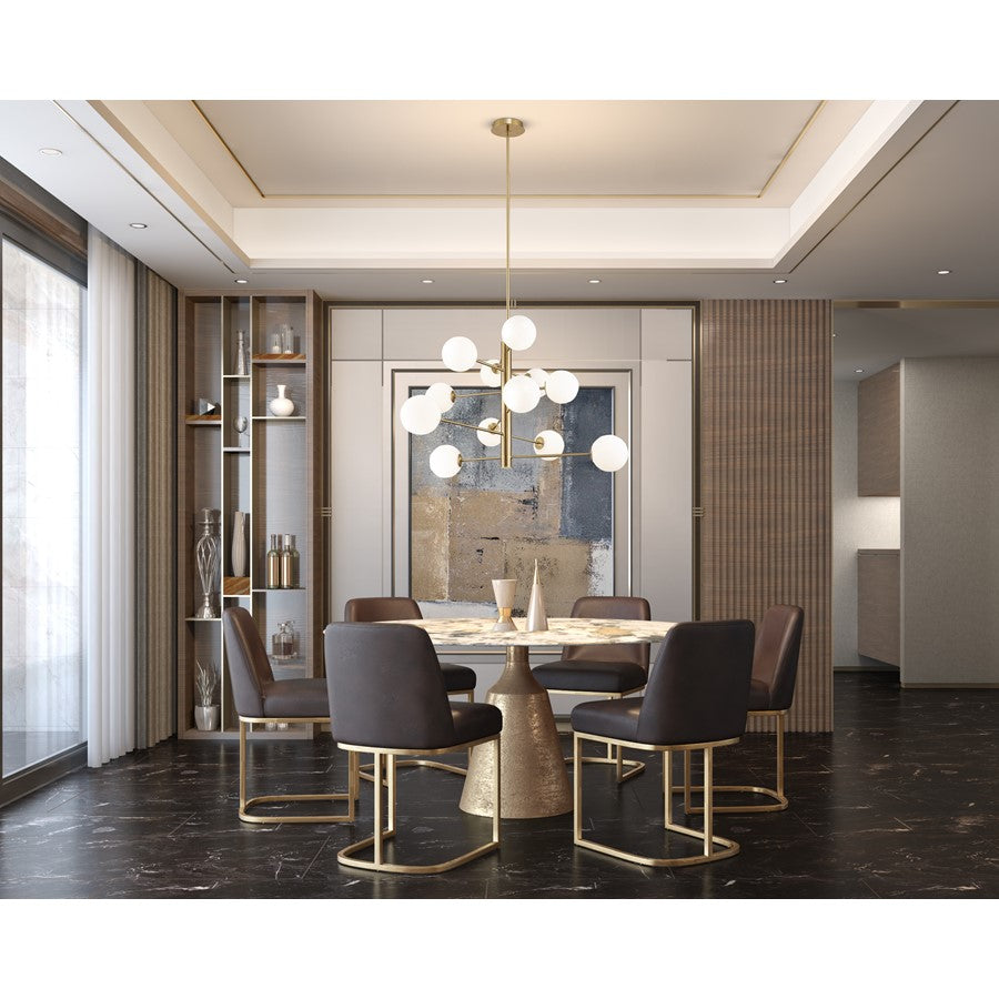 12 Light Down Chandelier, Brass