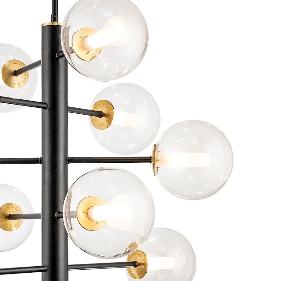 12 Light Down Chandelier, Black