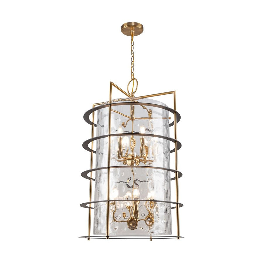 12 Light Down Chandelier, Brass