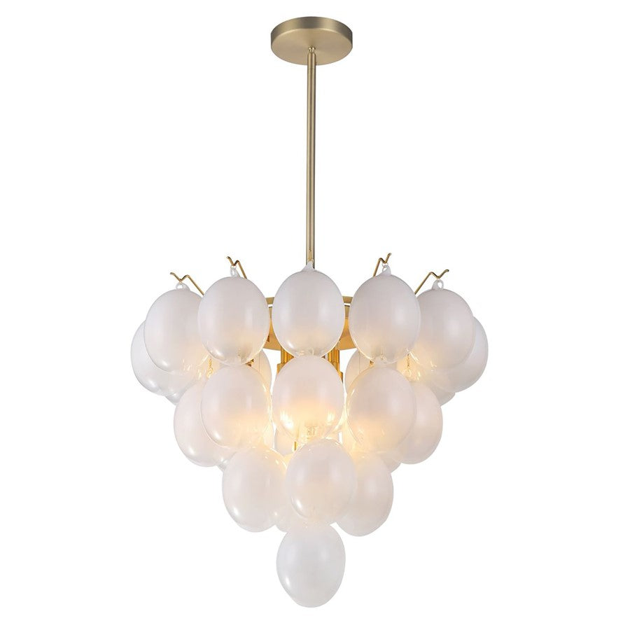 9 Light Down Chandelier, Brass