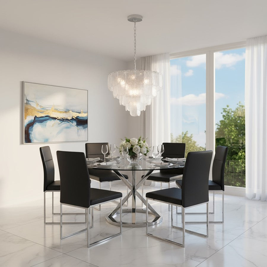 Artcraft Bianca 12 Light Chandelier, Nickel/Crystalline/Piastra