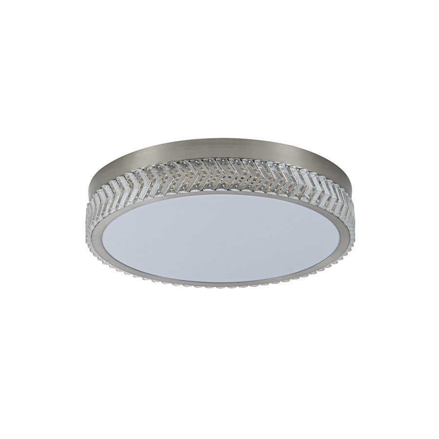 Artcraft Chevron 1Lt LED 20" Flush-Mount, Brushed Nickel/Clear