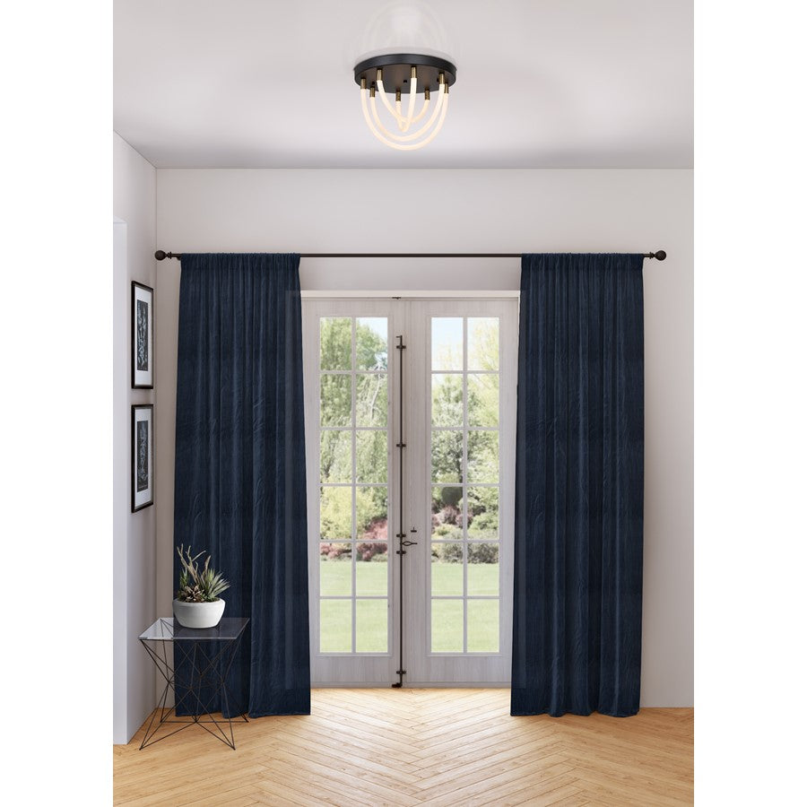 Artcraft Cascata 1 Light Semi-Flush Mount, Black/Brass/White