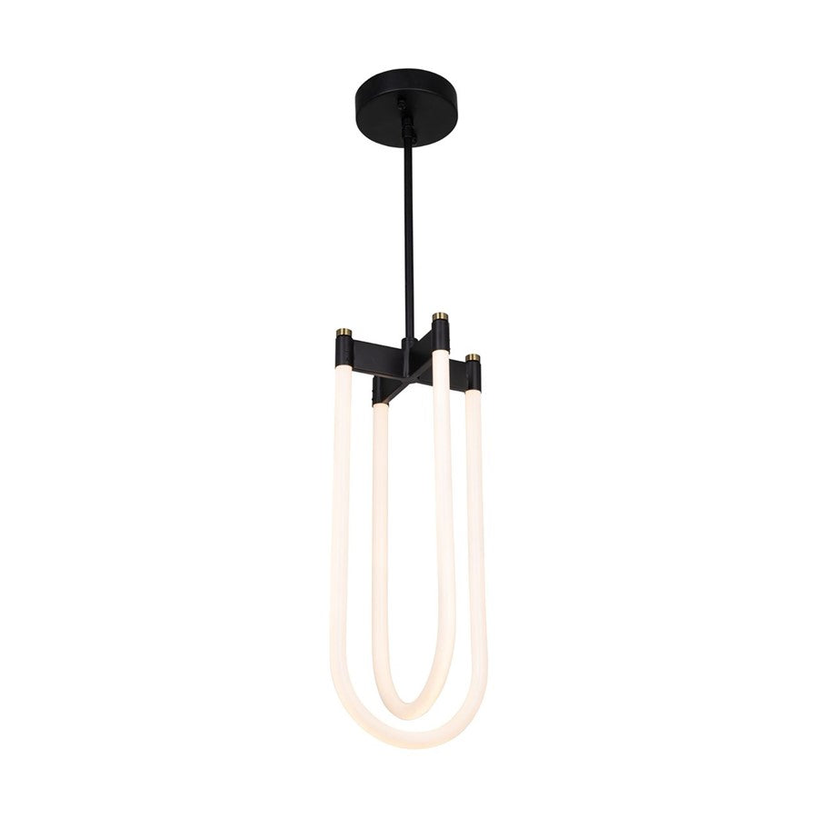 2 Light Pendant, Black/Brass/White