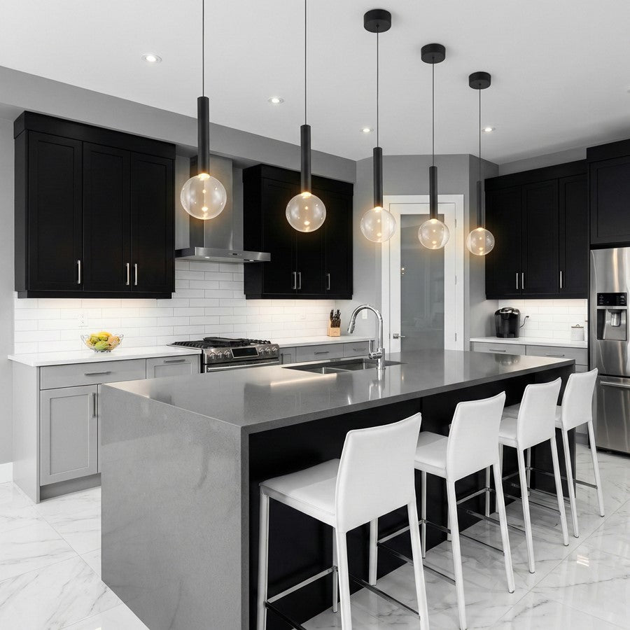 Artcraft Terra 1Lt LED Pendant, Black/Clear