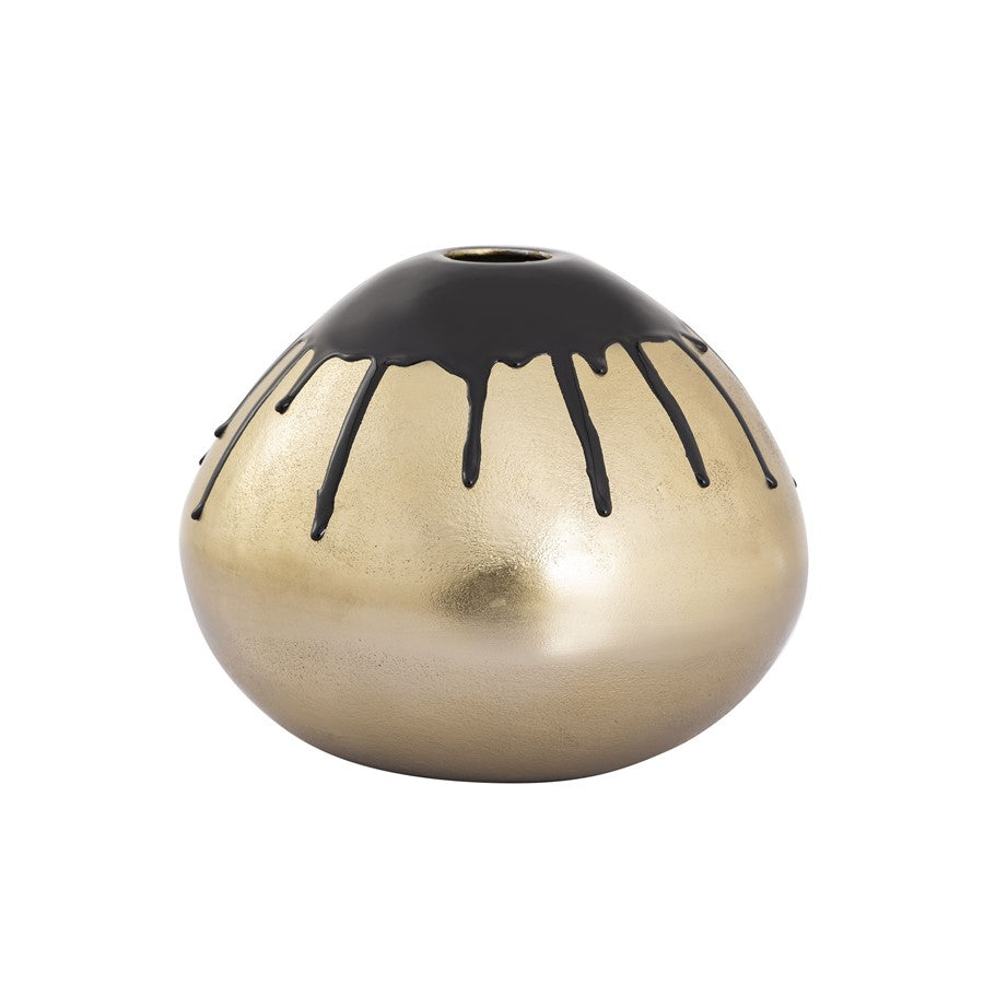 Atlas Lighting Abbott Vase Set of 2 | Brass and Black Enamel Metal | Living Room & Entryway Decor | 11 x 11 x 9 in | Model AC11002-01S