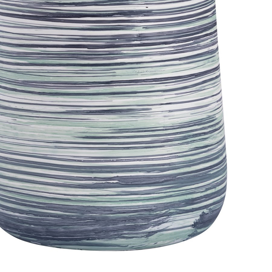 Atlas Lighting Adler 28in Tall Blue Metal Vase | Transitional Striped Glaze | Living Room & Entryway Decor | 7.75 x 7.75 x 28 in | Model AC11012-04