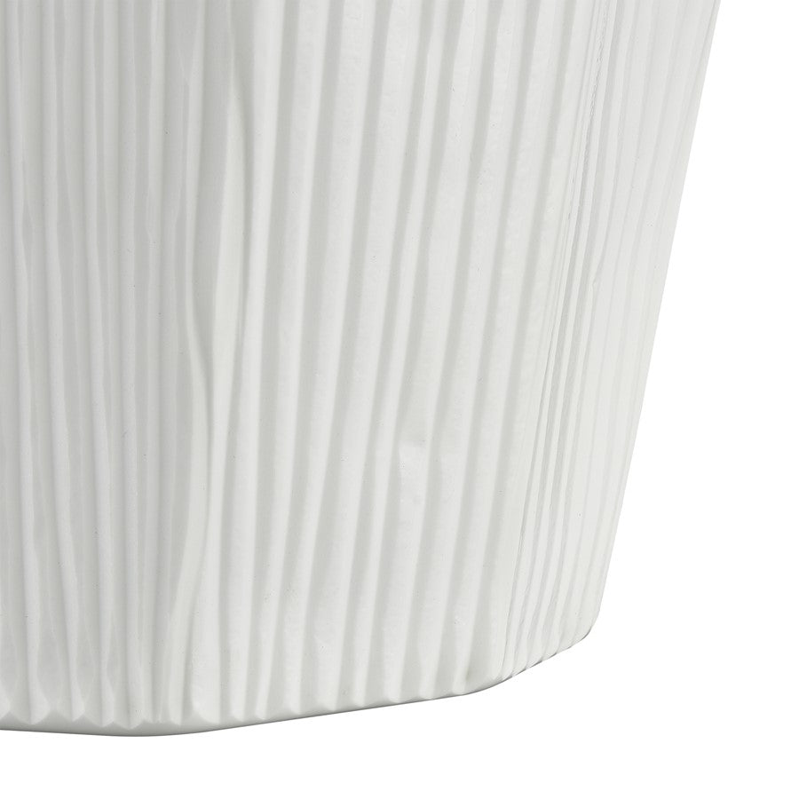 Atlas Lighting Aggie 16in White Glass Vase | Modern Faceted Frosted | Living Room & Coastal Decor | 9.5 x 9.5 x 16.25 in | Model AC11014-01