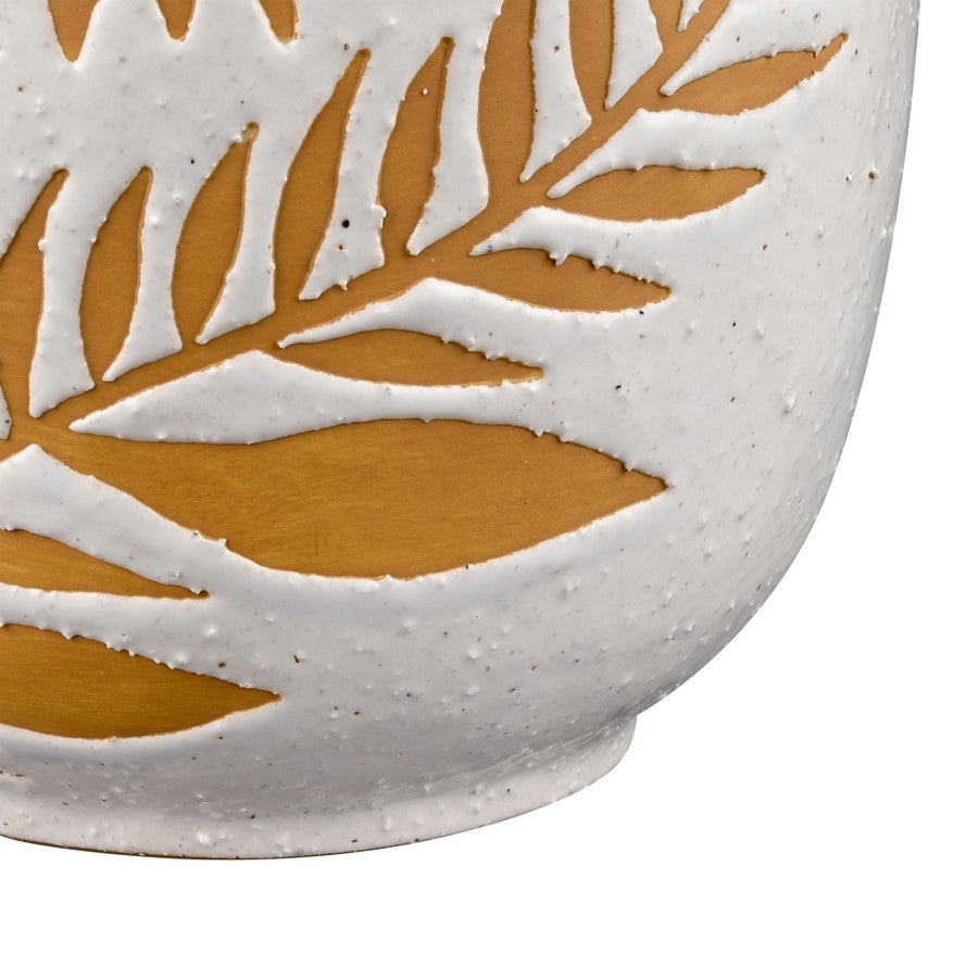 Atlas Lighting Annie Medium Vase 8.5in | White Earthenware with Sunflower Motif | Living Room & Entryway Decor | Model AC11040-01
