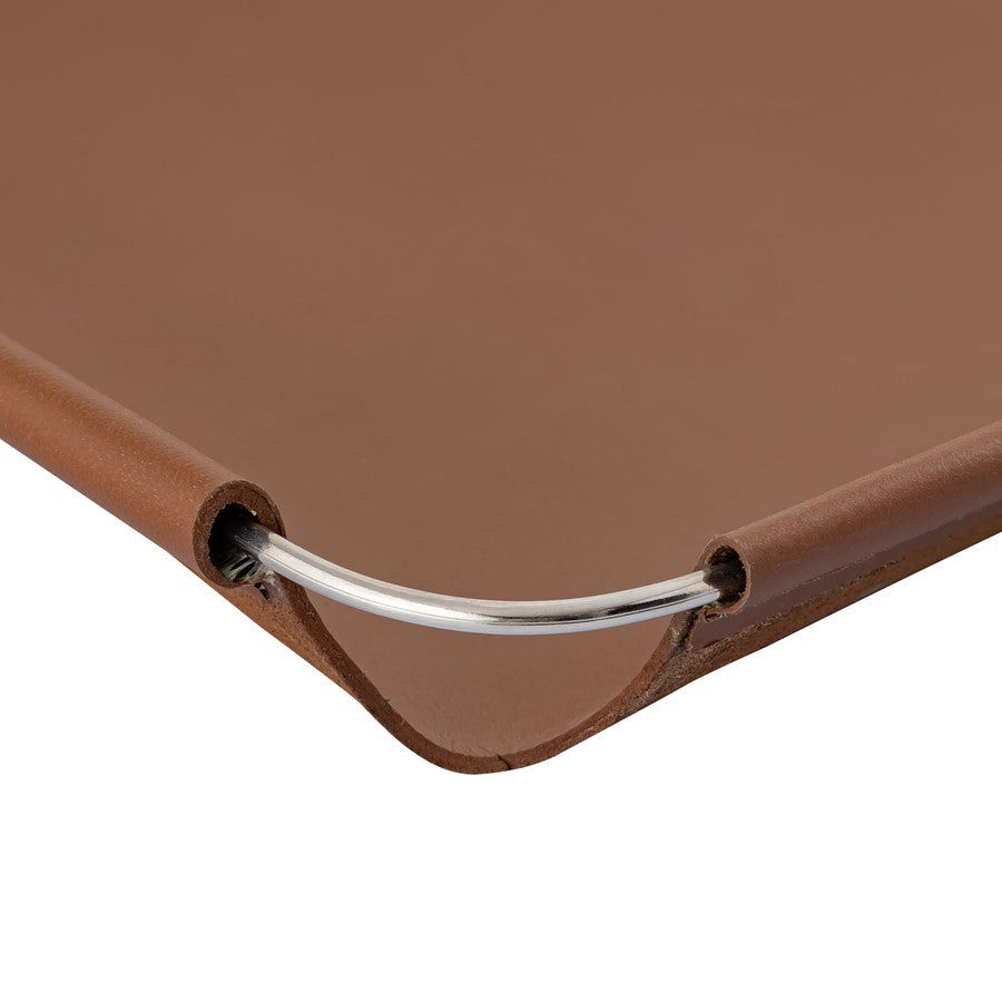 Atlas Lighting Anyon Tray 22.5in Serving Tray | Natural Leather with Nickel Frame | Coffee Table & Entryway Organizer | Model AC11042-01