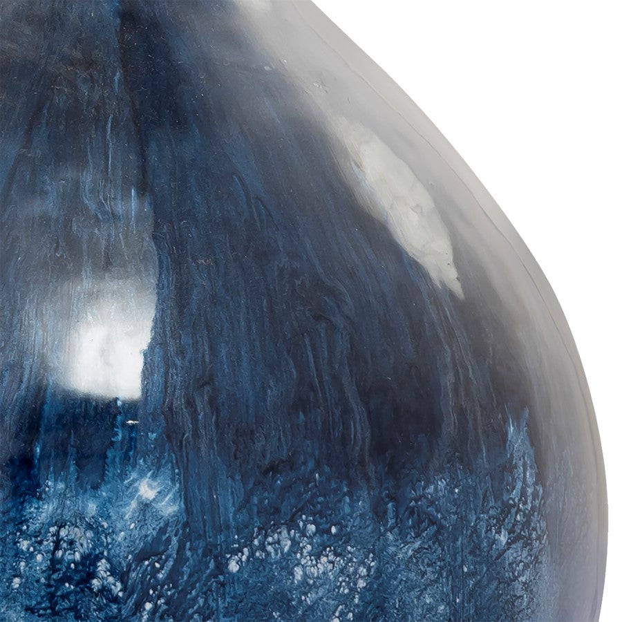 Atlas Lighting Bahama Small Vase | Blue Ombre Glass with Nickel Rim | Living Room & Entryway Decor | 8 x 8 x 12 in | Model AC11066-01