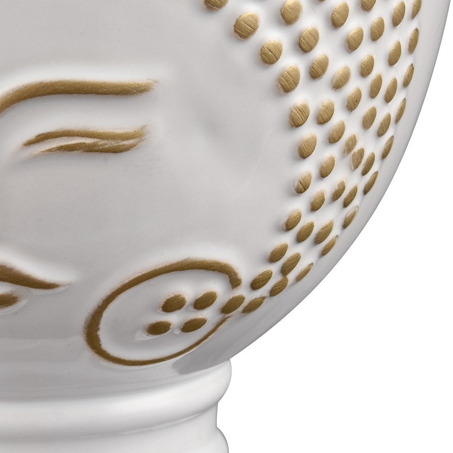 Atlas Lighting Bette Vase | White Earthenware with Gold Accents | Living Room & Entryway Decor | 7.25 x 7.25 x 8 in | Model AC11100-01