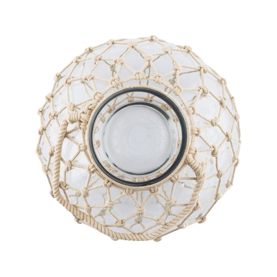 Atlas Lighting Bonita Vase | Clear Glass with Natural Jute Wrap | Living Room & Entryway Decor | 12 x 12 x 8.25 in | Model AC11110-01