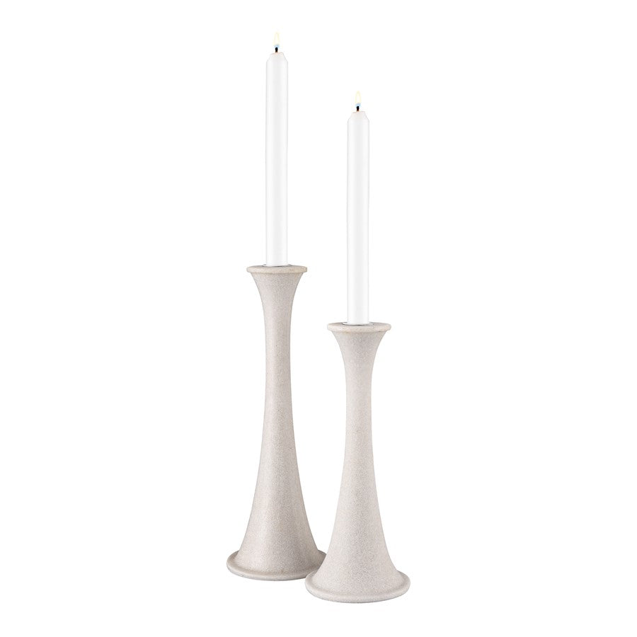 Atlas Lighting Bonnie Candleholder Set of 2 | Alabaster Composite | Dining Room & Mantel Decor | 4.25 x 4.25 x 12.5 in | Model AC11111-01S