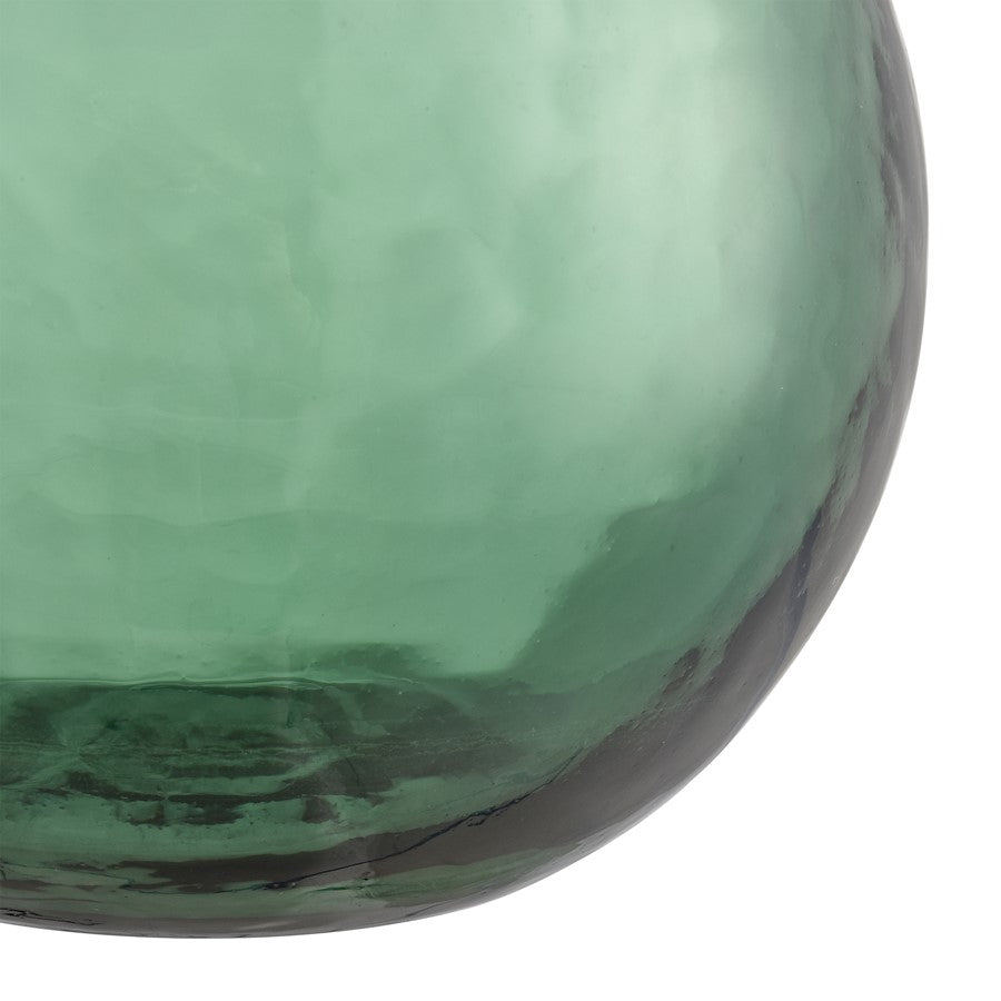 Atlas Lighting Calla 6in Dark Green Glass Bud Vase | Transitional Spherical Offset Spout | Shelf & Tabletop Accent | Model AC11147-01