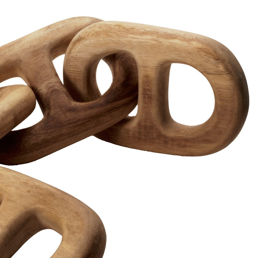 Atlas Lighting Chain Link Decorative Object | Natural Wood Sculpture | Living Room & Shelf Decor | 27 x 5 x 5 in | Model AC11169-01