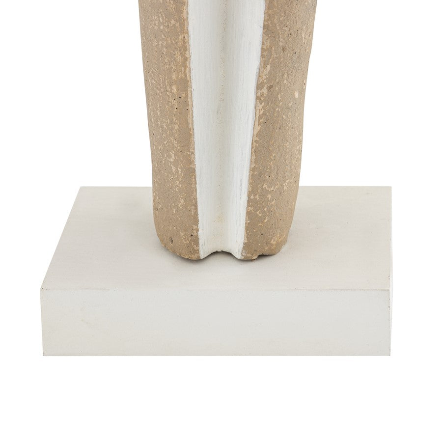 Atlas Lighting Don Object II | Beige Composite Sculpture on Wood Base | Modern Tabletop Decor | 11.25 x 5 x 20 in | Model AC11251-01