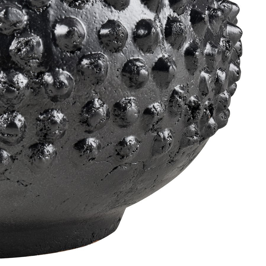 Atlas Lighting Dorus Large Vase | Textured Black Glazed Earthenware | Living Room & Entryway Decor | 9.75 x 9.75 x 12.75 in | Model AC11256-02