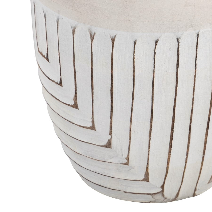 Atlas Lighting Drake Large Vase | White Painted Wood | Shelf & Floor Decor | 7 x 7 x 12.25 in | Model AC11266-01