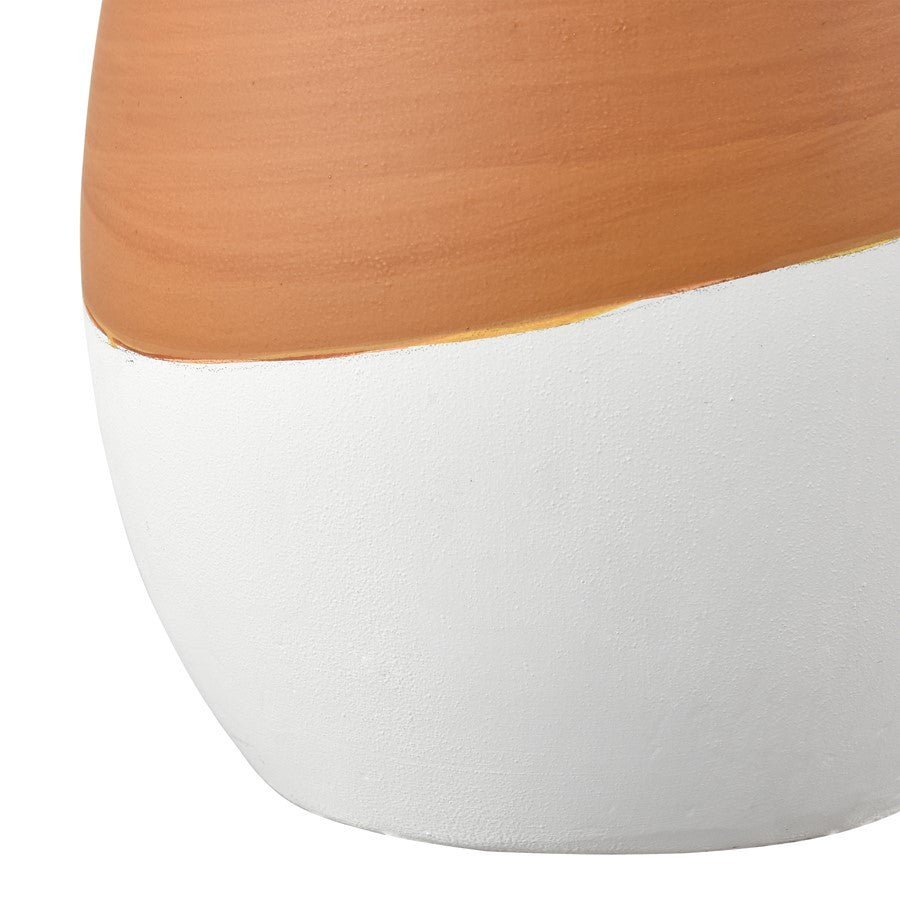 Atlas Lighting Eko Large Vase | Terracotta Earthenware with Graywash Bands | Modern Decor for Floor & Table | 5 x 5 x 14 in | Model AC11286-02