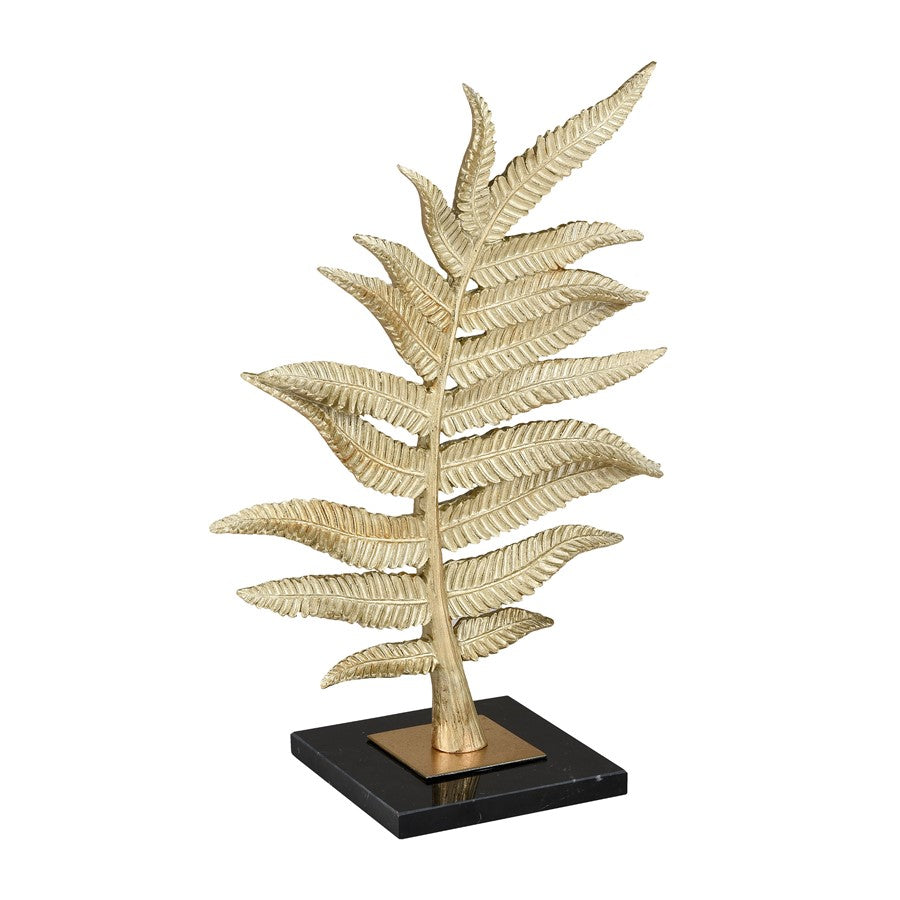 Atlas Lighting Fern Sculpture Set of 2 | Gold Resin with Marble Base | Living Room & Office Decor | 10 x 6 x 25 in | Model AC11310-01S