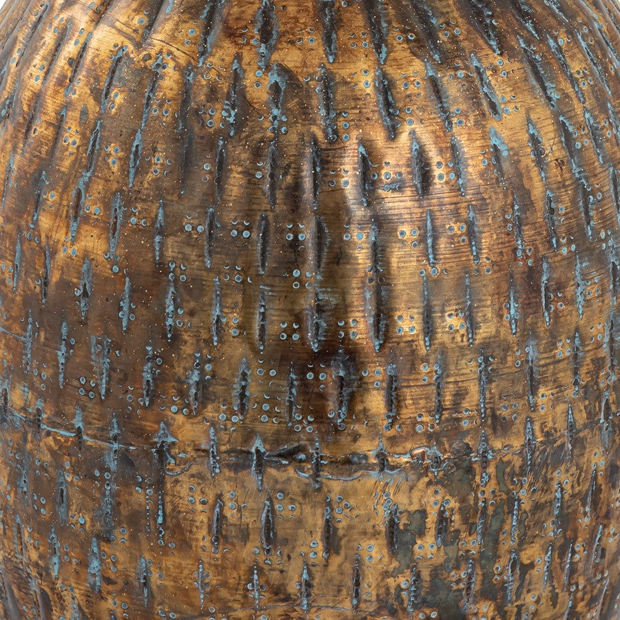 Atlas Lighting Fowler Vase | Patinated Brass & Light Blue Metal | Living Room & Entryway Decor | 9.5 x 9.5 x 15.75 in | Model AC11321-01
