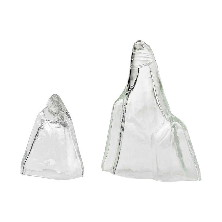 Atlas Lighting Glacier Set of 2 Clear Glass Mountain Objects | Modern Contemporary | Shelf & Bookcase Display | 7 x 3 x 9 in | Model AC11339-01S