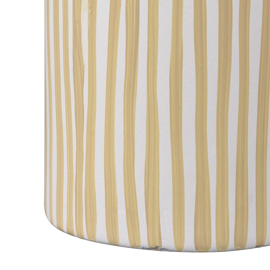 Atlas Lighting Hawking Large Vase | White & Taupe Striped Earthenware | Living Room & Entryway Tabletop Decor | 10 x 10 x 16 in | Model AC11375-01