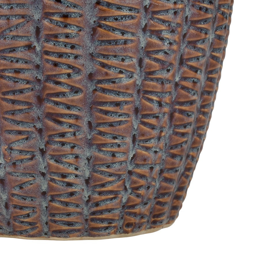 Atlas Lighting Hawley 12in Brown Reactive Earthenware Vase | Traditional Glazed Ceramic Decor | Living Room & Entryway Accent | Model AC11378-02
