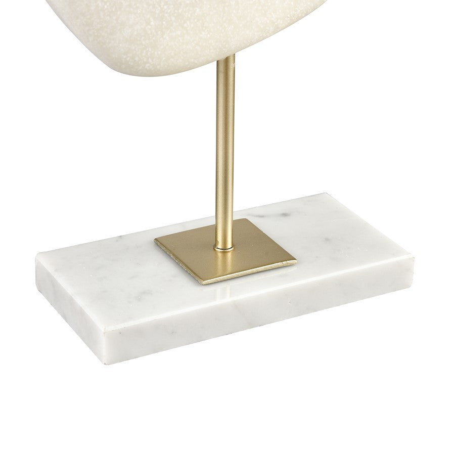 Atlas Lighting Hodge Large Sculpture | Alabaster Composite and Gold Metal | Living Room & Office Decor | 7 x 3.25 x 20.75 in | Model AC11385-01