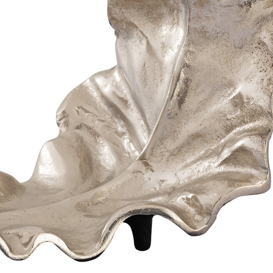 Atlas Lighting Lamina Leaf Object | Silver and Black Metal Tabletop Decor | Living Room & Office Shelf Accent | 18.5 x 9.75 x 14 in | Model AC11424-01