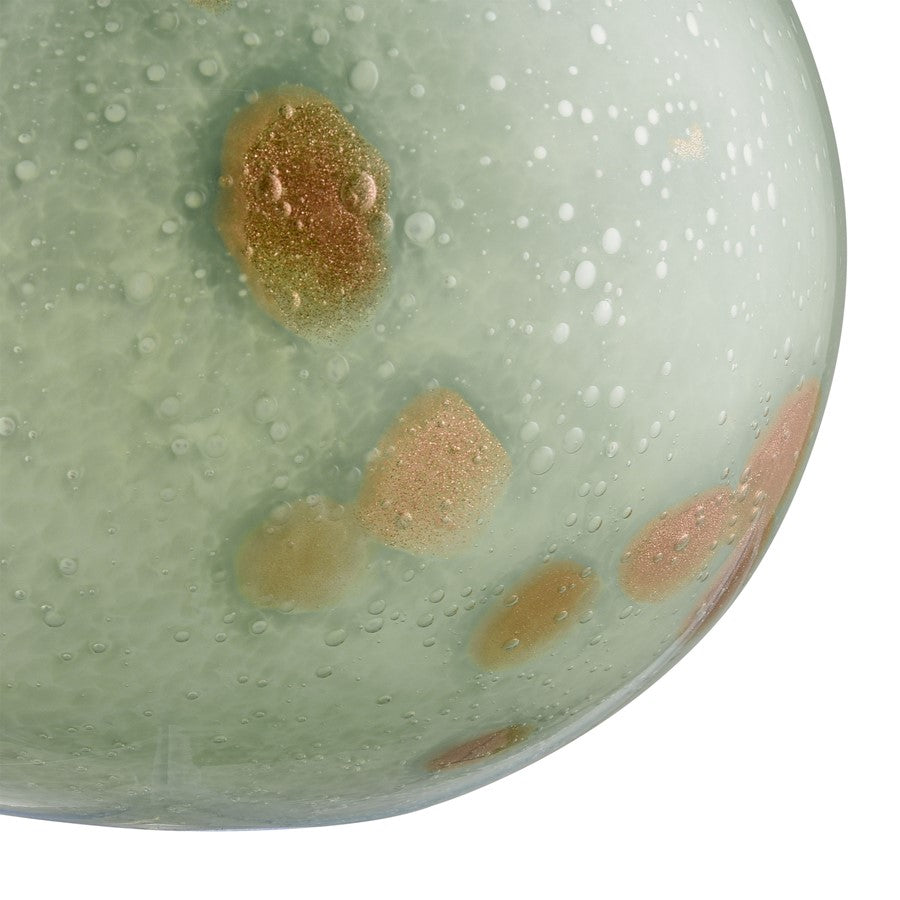 Atlas Lighting Lexie Short Vase | Light Green Glass with Gold Accents | Living Room & Entryway Decor | 7.75 x 7.75 x 8 in | Model AC11434-01