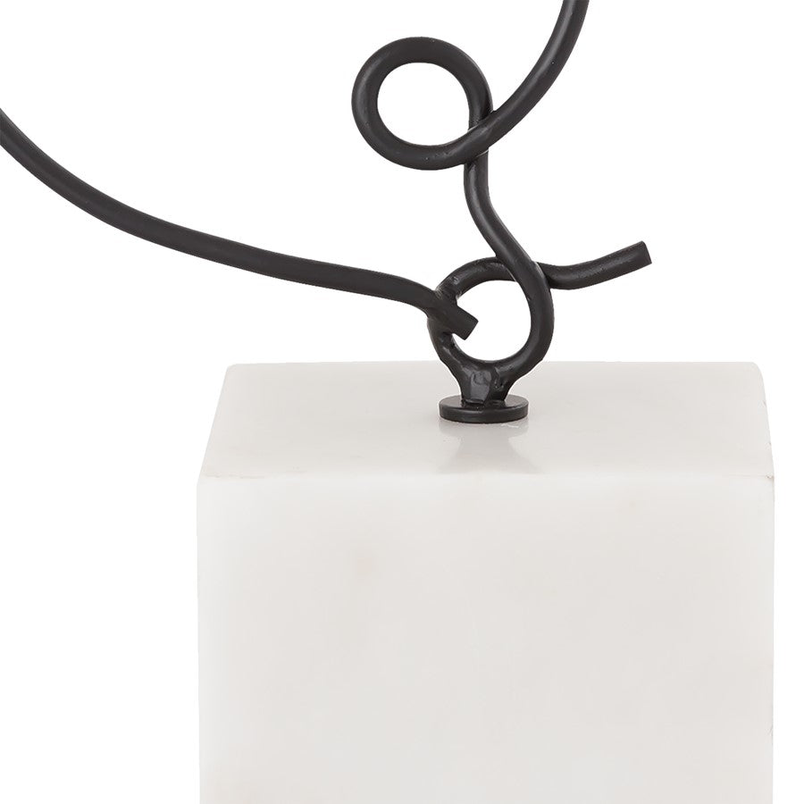 Atlas Lighting Line Drawing 12in Matte Black Metal Figurative Sculpture | Modern Contemporary on Marble Base | Shelf & Tabletop | Model AC11439-01