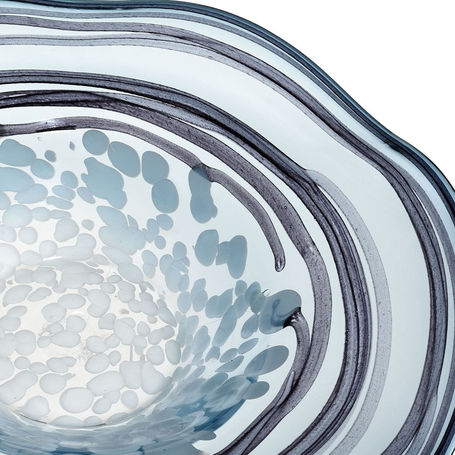 Atlas Lighting Loch Seaforth 16in Decorative Bowl | Translucent Blue and White Glass | Coastal & Transitional Decor | Model AC11446-01