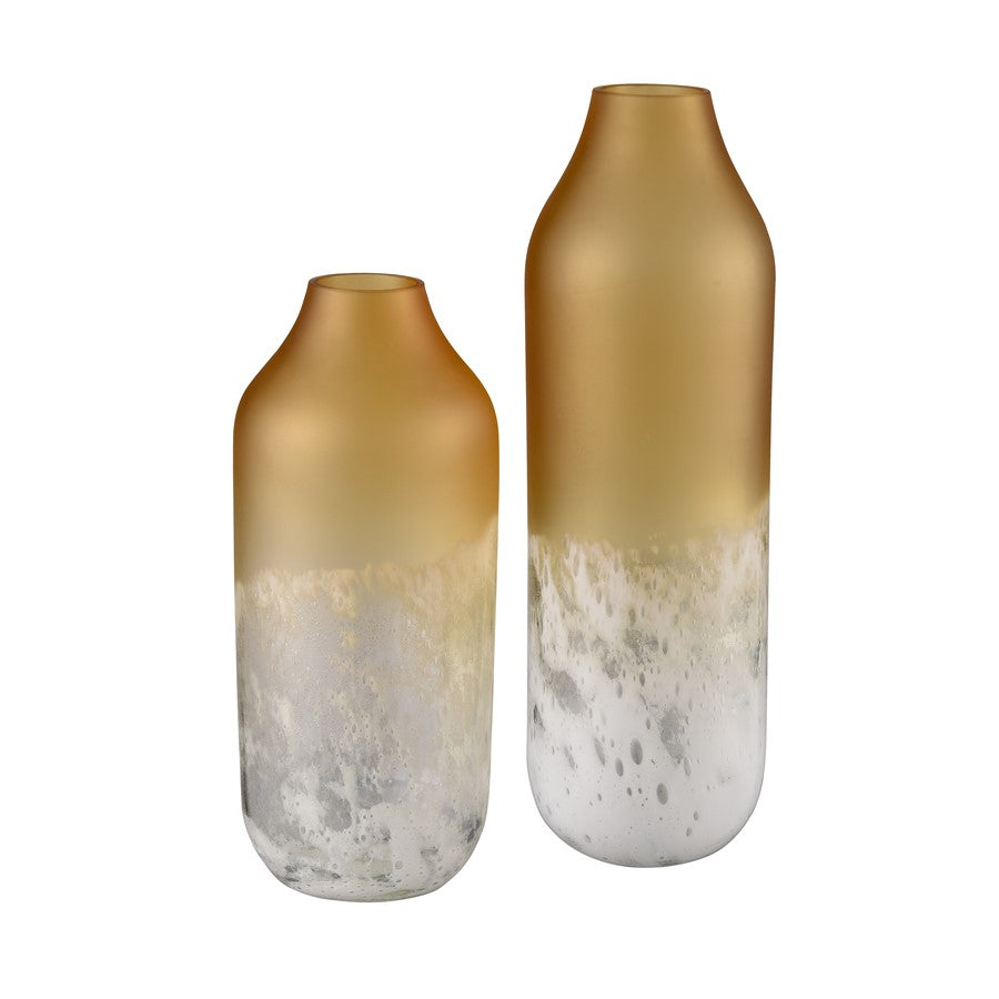 Atlas Lighting Nealon Large Vase | Ochre Ombre & White Spotted Glass | Living Room & Entryway Floor Decor | 5.75 x 5.75 x 18 in | Model AC11497-02