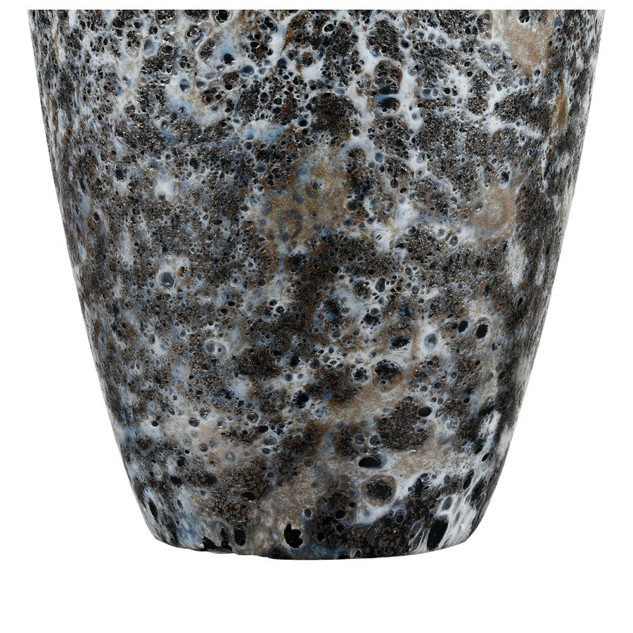 Atlas Lighting Pedraza Small Vase | Hand-Blown Marbled Black Glass | Side Table & Console Decor | 6.25 x 6.25 x 10 in | Model AC11533-01