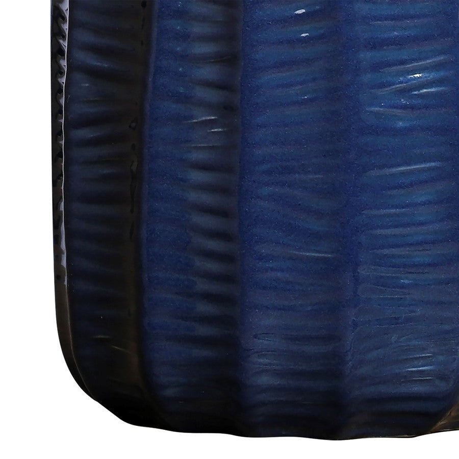 Atlas Lighting Philip Vase 14in Tall | Transitional Dark Blue Earthenware | Living Room & Entryway Decor | 7 x 7 x 14 in | Model AC11536-01