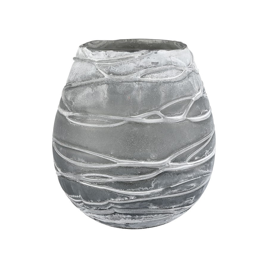 Atlas Lighting Raya 9in Vase | Transitional Washed Gray Glass | Living Room & Entryway Decor | 8 x 8 x 9 in | Model AC11551-01