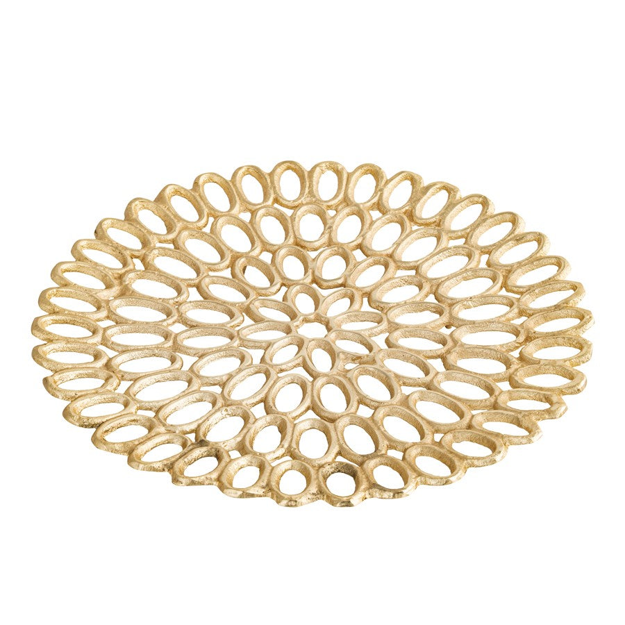 Atlas Lighting Regina Tray Set of 2 | Traditional Gold Metal | Living Room & Entryway Organizer | 18 x 18 x 2 in | Model AC11555-01S